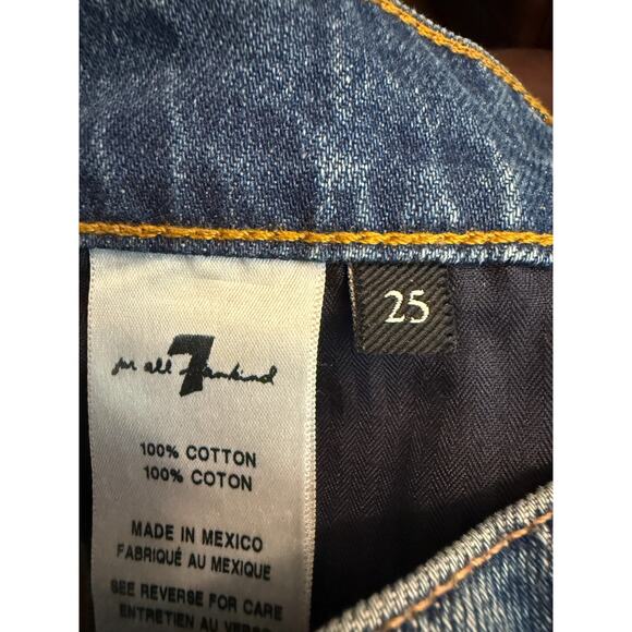 7 For all Mankind Denim Polka dot distressed Cut Off Frayed Shorts Sz. 25 - Picture 10 of 15